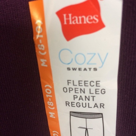 Hanes Fleece Open Leg Pant Regular SzM Purple Elastic Waist NWT - Picture 12 of 12